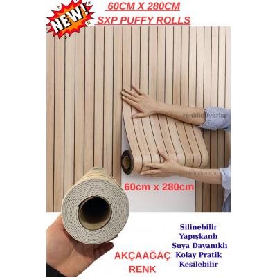 60cm x 280cm 1 Adet Kendinden Yapışkanlı krem Lambiri Desenli Duvar Paneli Kağıdı YG002