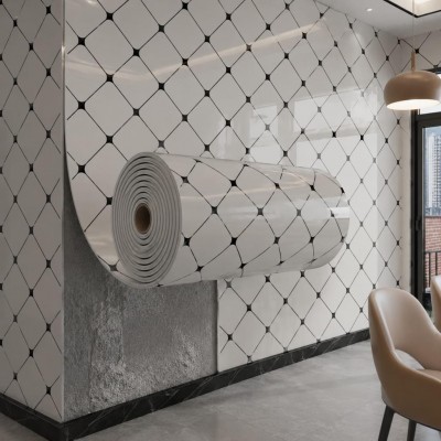 60cm x 3 Metre Tek Parça Yapışkanlı Rulo Küp Duvar Paneli Kağıdı Silinebilir Salon Ofis CYCZT00156