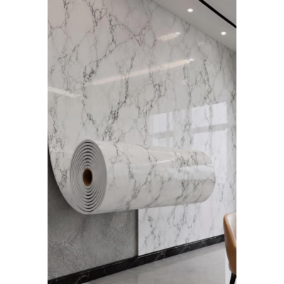 60cm x 3 Metre Tek Parça Yapışkanlı Rulo Mermer Desenli Duvar Paneli Kağıdı Silinebilir TX-015-MAXİ