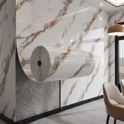 60cm x 3 Metre Tek Parça Yapışkanlı Rulo Oxis Naturel Kayrak Desen Duvar Paneli Kağıdı TX-107