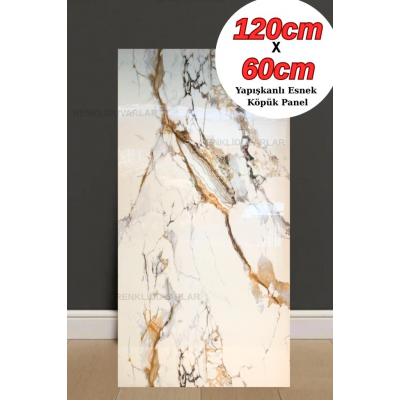 60cmx120cm Naturel Toprak Mermer Desenli Yapışkanlı Mutfak Banyo Köpük Duvar Paneli Kağıdı TX-016