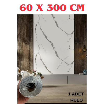 60cmx300cm Tek Parça Yapışkanlı Rulo Mermer Desenli Duvar Paneli Kağıdı Silinebilir CF-1003-KYRA