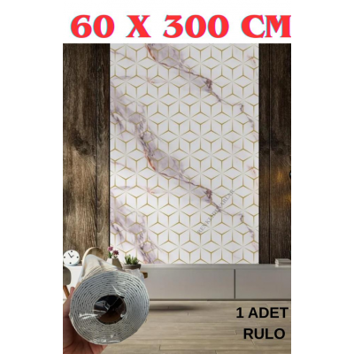 60cmx300cm Tek Parça Yapışkanlı Rulo Mermer Desenli Duvar Paneli Kağıdı Silinebilir CF-1008-RİVO
