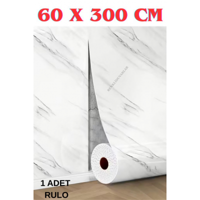 60cmx300cm Tek Parça Yapışkanlı Rulo Mermer Desenli Duvar Paneli Kağıdı Silinebilir CF-1035-MIRA