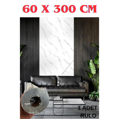 60cmx300cm Tek Parça Yapışkanlı Rulo Mermer Desenli Duvar Paneli Kağıdı Silinebilir CF-1035-MIRA