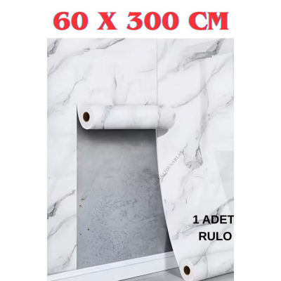 60cmx300cm Tek Parça Yapışkanlı Rulo Mermer Desenli Duvar Paneli Kağıdı Silinebilir CF-1060-ALYA