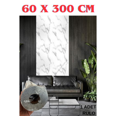 60cmx300cm Tek Parça Yapışkanlı Rulo Mermer Desenli Duvar Paneli Kağıdı Silinebilir CF-1060-ALYA