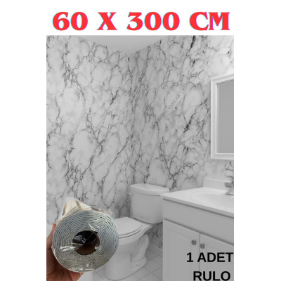 60cmx300cm Tek Parça Yapışkanlı Rulo Mermer Desenli Duvar Paneli Kağıdı Silinebilir TX-015-MAXİ