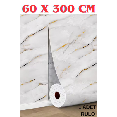 60cmx300cm Tek Parça Yapışkanlı Rulo Mermer Desenli Duvar Paneli Kağıdı Silinebilir TX-076-LUNA