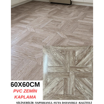 60cmx60cm Versay Model Desenli Pvc-Lvt Yapışkanlı Yer Kaplama Paneli Kauçuklu Floor Banyo WC S711P