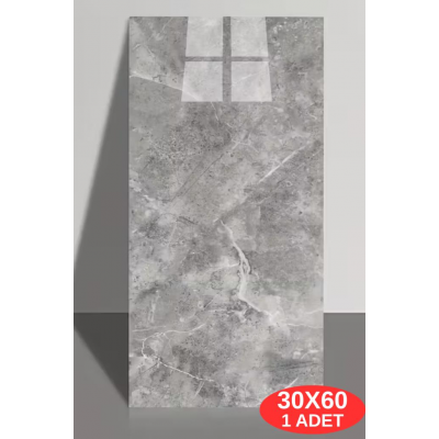 60x30cm Toprak-Gri Mermer Desen Yapışkanlı Karavan Prefabrik Banyo Wc Duvar Kaplama Paneli CF-101