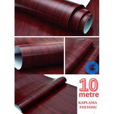 67cm x 10 Metre 1 Adet Yapışkanlı Folyo Kiraz Ahşap Desenli Mutfak Duvar Kaplama Folyosu Kağıdı