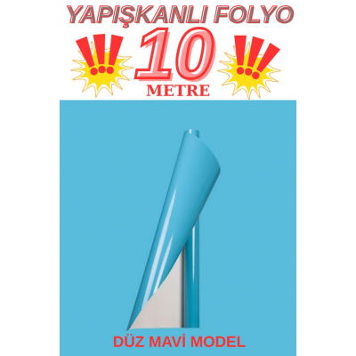 67cm x 10 Metre 1 Adet Yapışkanlı Rulo Düz Mavi Renk Model Mutfak Duvar Kaplama Folyosu Kağıdı