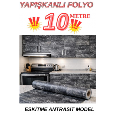 67cm x 10 Metre 1 Adet Yapışkanlı Rulo Eskitme Desenli Model Mutfak Duvar Kaplama Folyosu Kağıdı