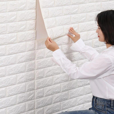 70X23 cm Beyaz Kendinden Yapışkanlı 3D Esnek Duvar Kağıdı Paneli 
