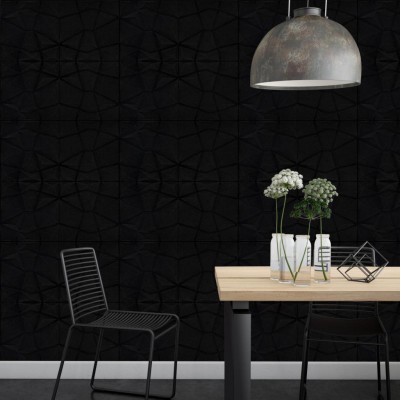 70x35cm 3D Kendinden Yapışkanlı Siyah Geometrik Desen Boyanabilir Silinebilir Duvar Paneli Kağıdı