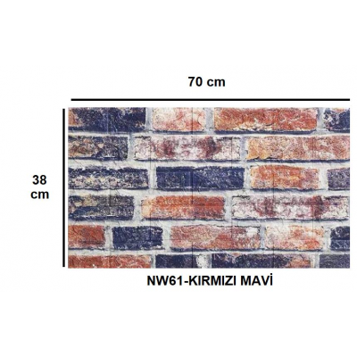 70x38cm 3d Lacivert Kiremit Tuğla Desen Kendinden Yapışkanlı Sünger Duvar Paneli Kağıdı