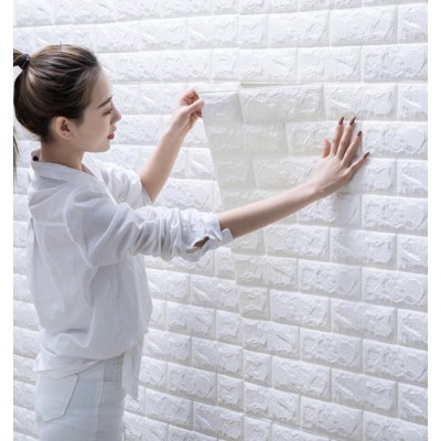8,5 mm Yapışkanlı Esnek Sünger Beyaz Tuğla Duvar Paneli NW01