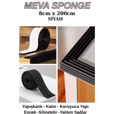 8cmx200cm 1 Adet Yapışkanlı Meva Siyah Lambiri model Çıta Süpürgelik Tablo Tavan Koruyucu Kenar Çıta