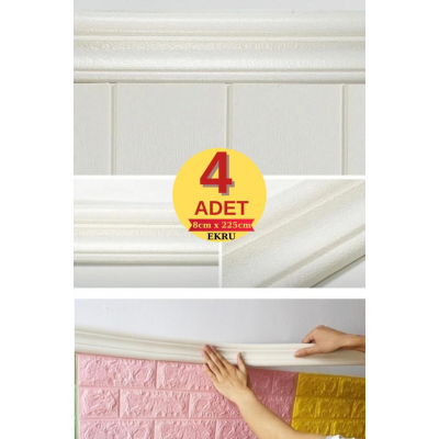 Beyaz 8cm X 225cm 4 Adet Yapışkanlı Çıta Çerçeve Esnek Süpürgelik