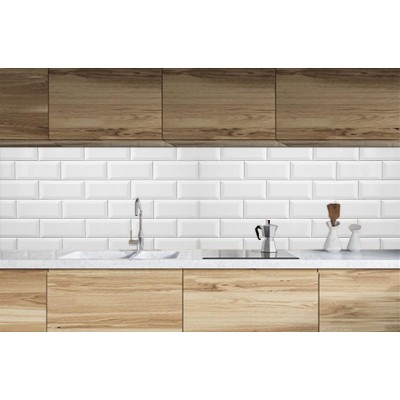 Beyaz Düz Tuğla Desenli Mutfak Tezgah Arası Folyo 60x100 cm 