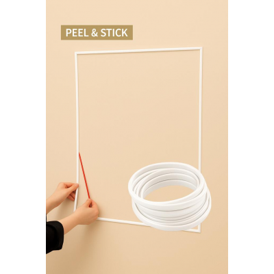 Beyaz Yapışkanlı 1 Adet 0.8mm x 280cm Duvar,Panel Mobilya Kenar Tablo Süpürgelik  Şeridi çıta