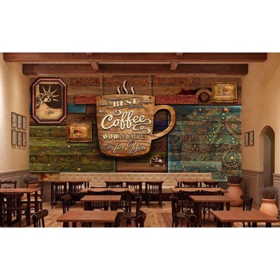 Cafe Graffiti Wallpaper Özel Tasarım Duvar Kağıdı  