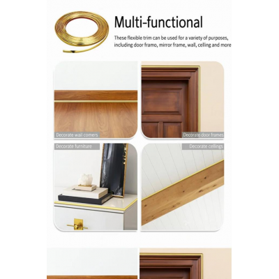 Gold Kendinden Yapışkanlı 1 Adet 0.8mm x 280cm Duvar, Mobilya Kenar Dekoratif Koruma Şerit çıta