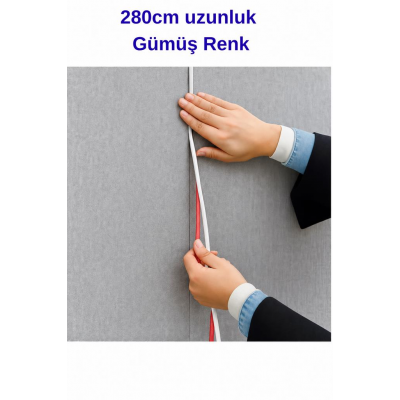 Gümüş Kendinden Yapışkanlı 1 Adet 0.8mm x 280cm Duvar, Mobilya Kenar Dekoratif Koruma Şerit çıta