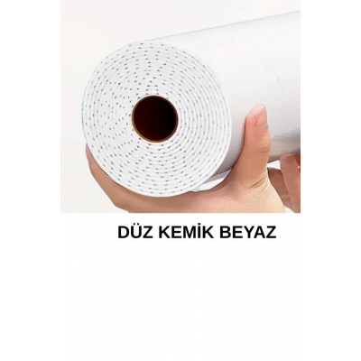 Kendinden Yapışkanlı 60cm x 3 Metre Rulo Düz Kemik Beyaz Parlak Kaplama Köpük Duvar Paneli Kağıdı