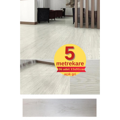 Kendinden Yapışkanlı Açık Gri Sudan Etkilenmez PVC Zemin yer Parkesi