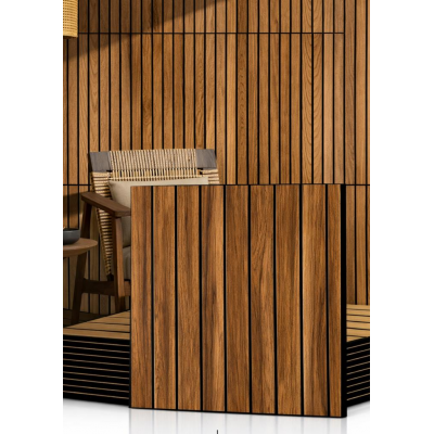 Kendinden Yapışkanlı Meşe Girintili 3D Akustik Esnek Lambiri 40cmx40cm Duvar Paneli Kağıdı NW198