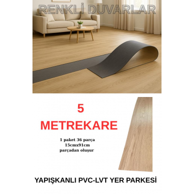 NWYP03 Naturel Bej Yapışkanlı Sudan Etkilenmeyen Ahşap PVC Yer Döşeme Parkesi