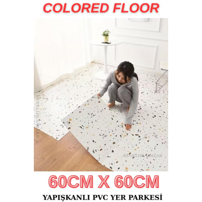 Popüler Benekli Yapışkanlı Yer Zemin ve Duvar Kaplama Paneli Arkası Kauçuklu 60X60cm Floor Pvc 609