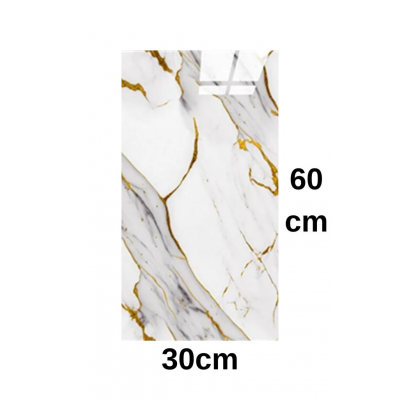 Shiny Yaldız-Gold Mermer Desenli 60x30cm Yapışkanlı Mutfak Banyo Kaplama Duvar Paneli Kağıdı ls6010