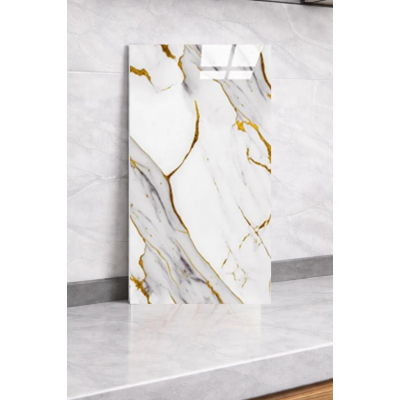 Shiny Yaldız-Gold Mermer Desenli 60x30cm Yapışkanlı Mutfak Banyo Kaplama Duvar Paneli Kağıdı ls6010