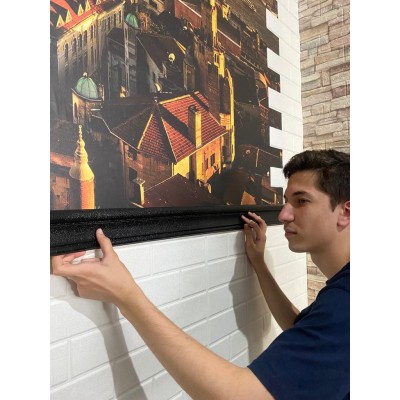 Siyah 4 Adet 225cm Esnek Duvar Çıtası Dekoratif Yapışkanlı Çerçeve Süpürgelik