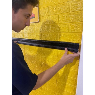 Siyah 4 Adet 225cm Esnek Duvar Çıtası Dekoratif Yapışkanlı Çerçeve Süpürgelik