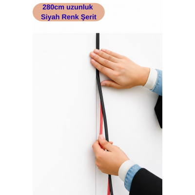 Siyah Kendinden Yapışkanlı 1 Adet 0.8mm x 280cm Duvar, Mobilya Kenar Dekoratif Koruma Şerit çıta