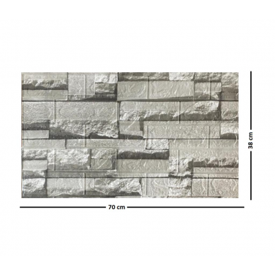 70x38cm (0,26 m2)Kendinden Yapışkanlı 3 Boyutlu Yığma Tuğla Gri Duvar Kağıdı Paneli NW115