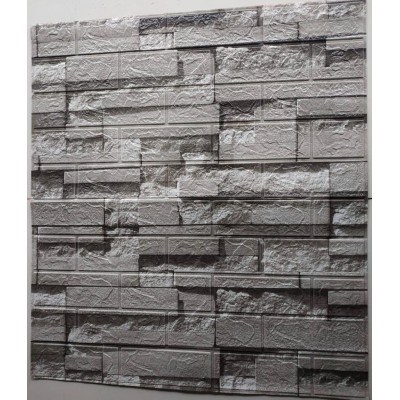 Yapışkanlı 3 Boyutlu Yığma Tuğla Gri Duvar Kağıdı 3d Panel NW115
