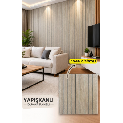 Yapışkanlı Camel Kahve Girintili 3D Akustik Esnek Lambiri 40cmx40cm Duvar Paneli Kağıdı NW211