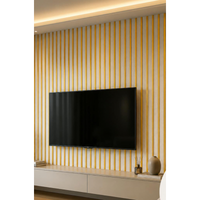 Yapışkanlı Gold Beyaz Akustik Esnek 3D Lambiri 68x68cm Ofis Salon Ev Köpük Duvar Paneli Kağıdı NW192